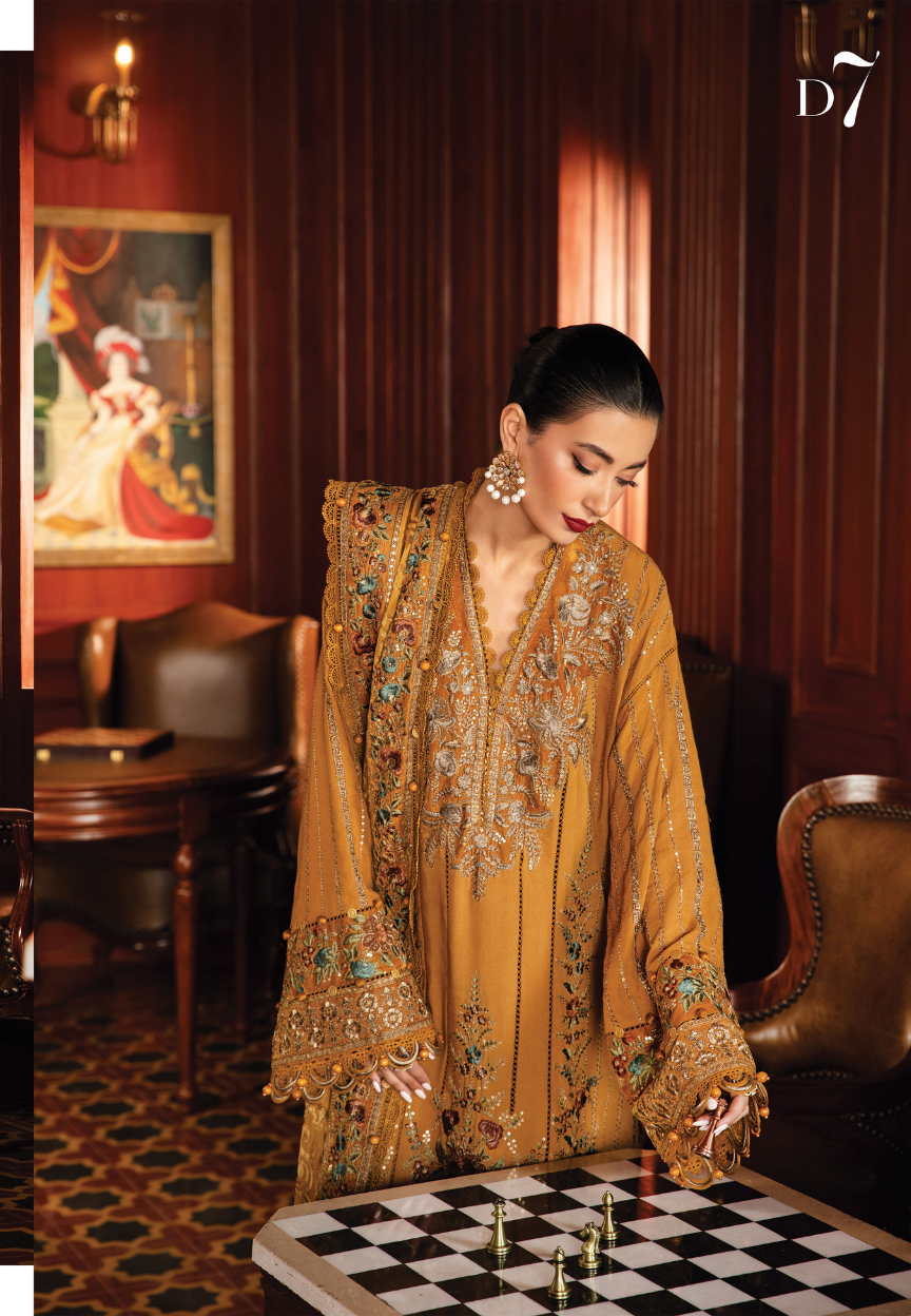 3 Piece Unstitched Embroidered Twill Linen Suit | DL-1207 | Maria B