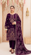 Bin Rashid Micro Velvet Heavy Embroidered 3-Piece Suit | Bristal Party Wear DN-04