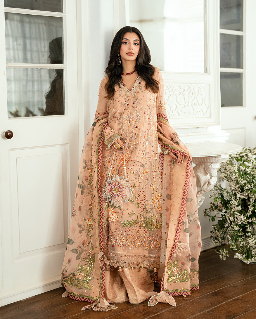 Mushq Sham Shandaar Embroidered Chiffon Unstitched 3Pc Suit MSS 2