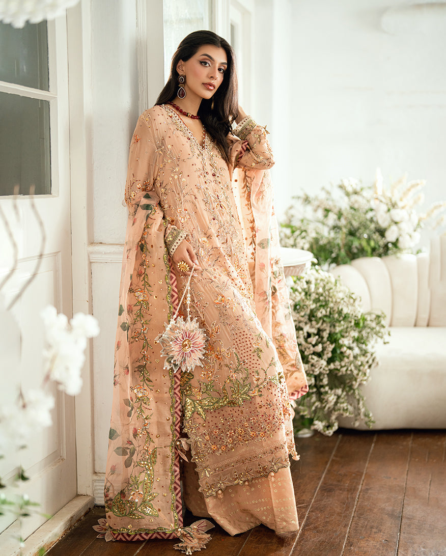 Mushq Sham Shandaar Embroidered Chiffon Unstitched 3Pc Suit MSS 2