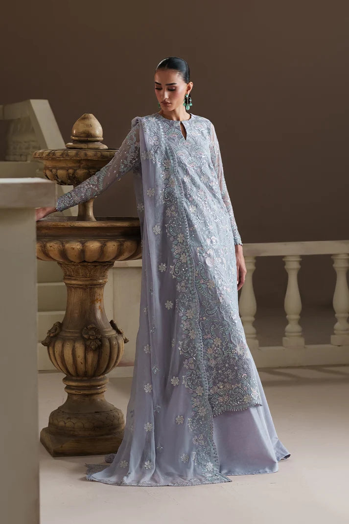 Modern Heirloom by Emaan Adeel Unstitched Embroidered Chiffon 3 Piece Suit | BLUE VERSE