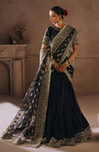 Sal Jaan – Hand-Embellished Black Organza & Tussel Silk Festive Saree