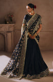 Sal Jaan – Hand-Embellished Black Organza & Tussel Silk Festive Saree
