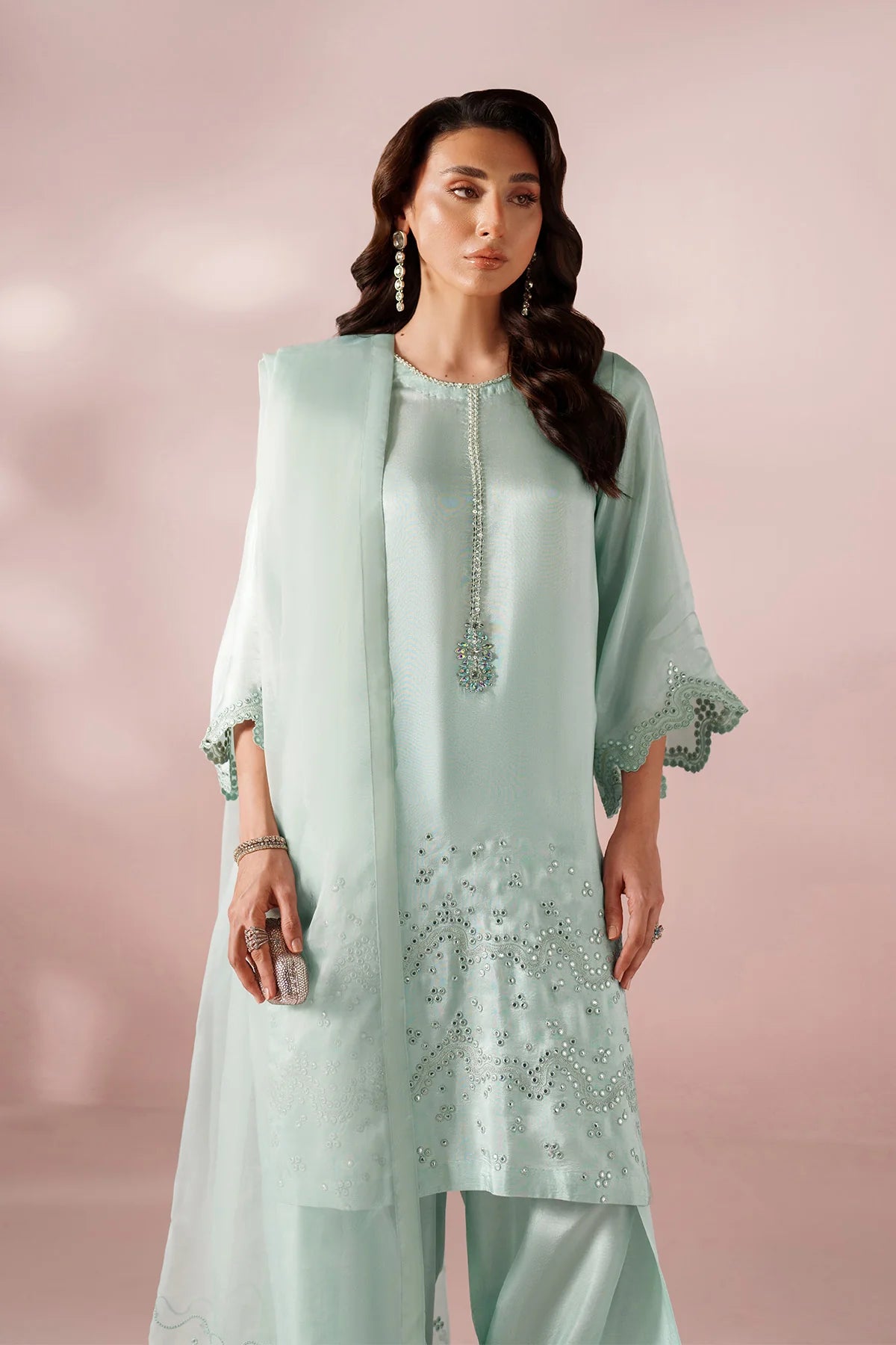 Ice Blue Dress 3 piece - RTW1030 - Alizeh