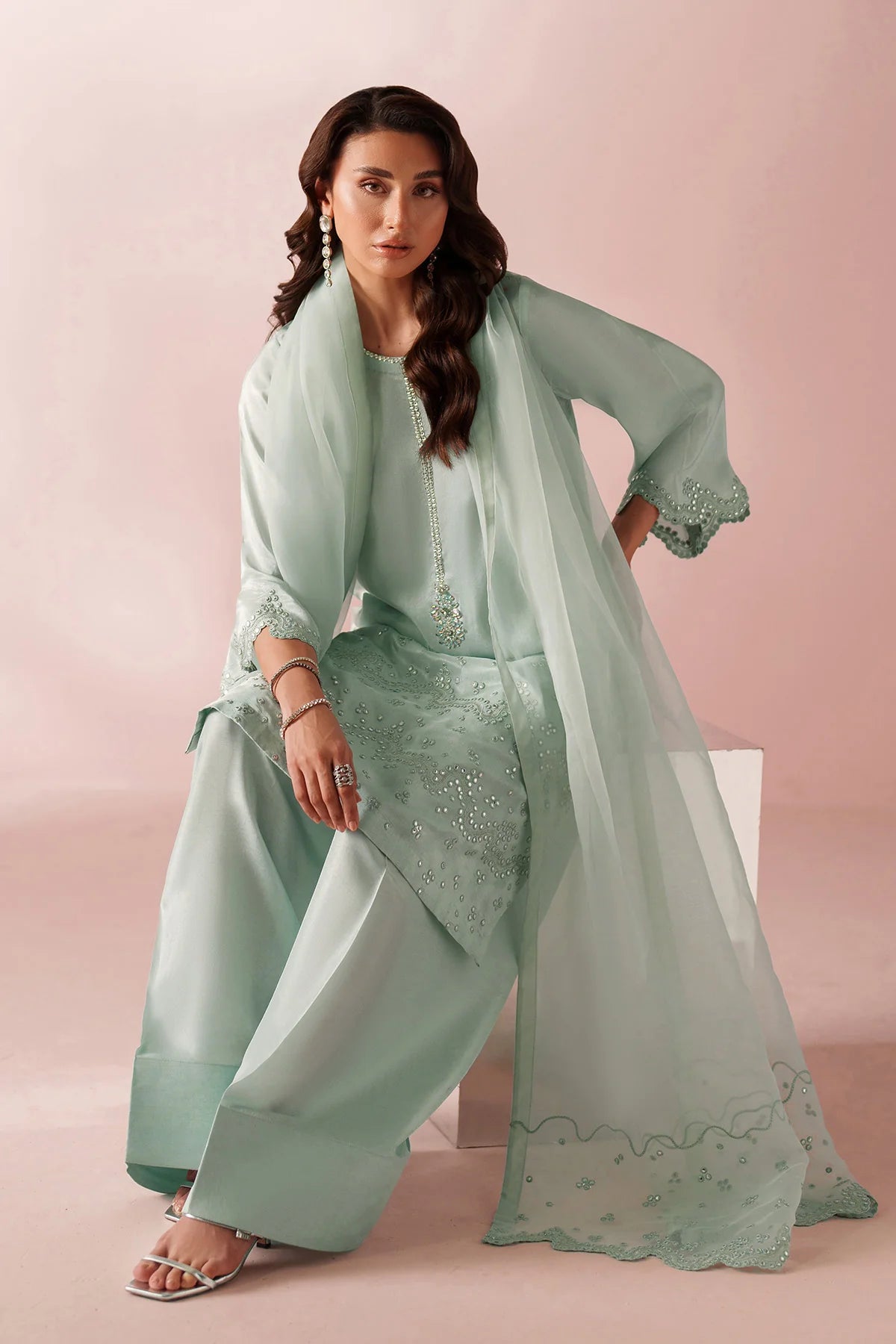 Ice Blue Dress 3 piece - RTW1030 - Alizeh