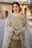 Imrozia Serene I-226 RUTAJ - Luxury Embroidered Organza Suit in Mustard (Unstitched 3-Piece)