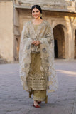 Imrozia Serene I-226 RUTAJ - Luxury Embroidered Organza Suit in Mustard (Unstitched 3-Piece)