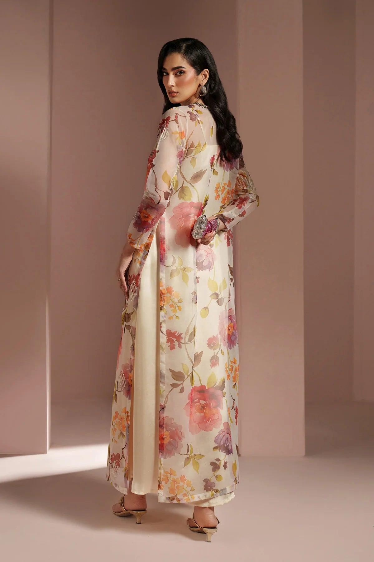 Skin Printed Dress 4 piece - RTW1032 - Alizeh
