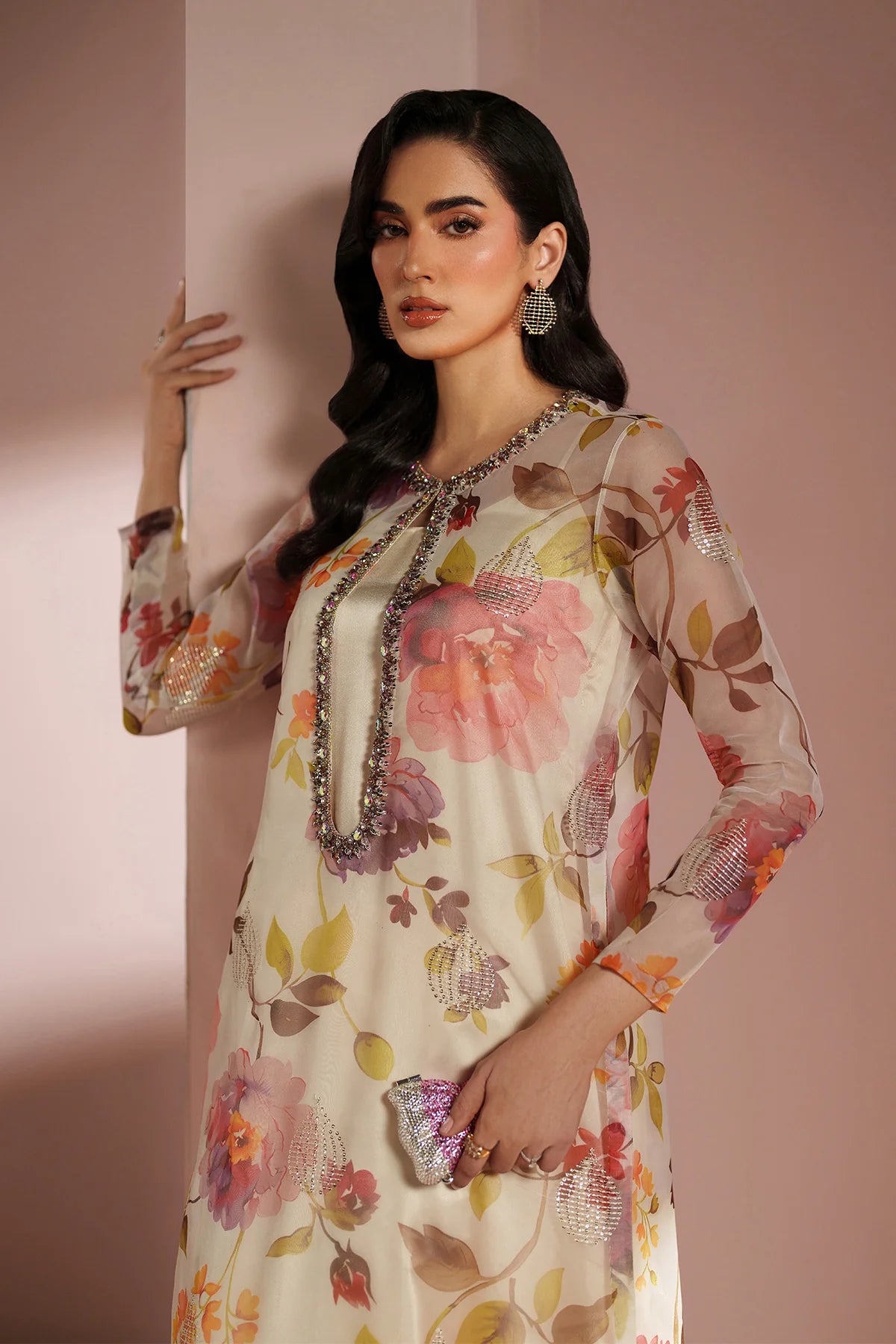 Skin Printed Dress 4 piece - RTW1032 - Alizeh