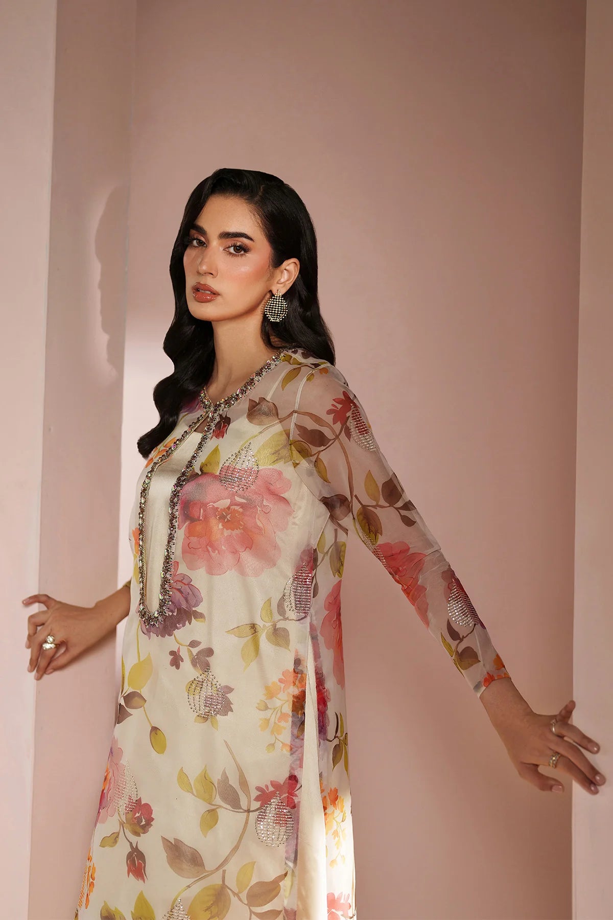 Skin Printed Dress 4 piece - RTW1032 - Alizeh