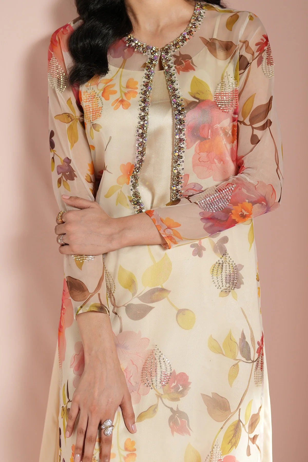 Skin Printed Dress 4 piece - RTW1032 - Alizeh