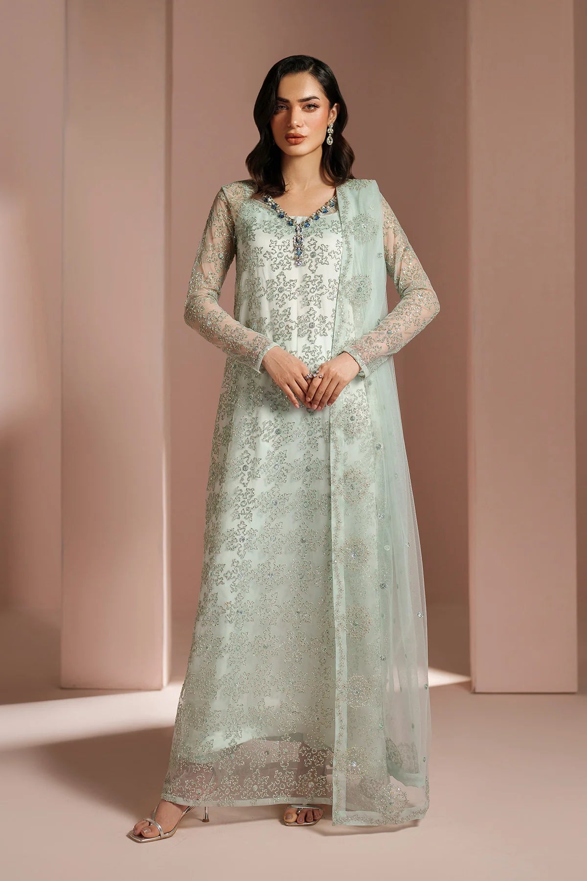 Ice Blue Dress 4 Piece - RTW1033 - Alizeh