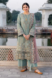 Imrozia Serene I-221 ZAMURD - Graceful Pista Green Embroidered Organza Suit with Soft Pink Khadi Net Dupatta (Unstitched 3-Piece)