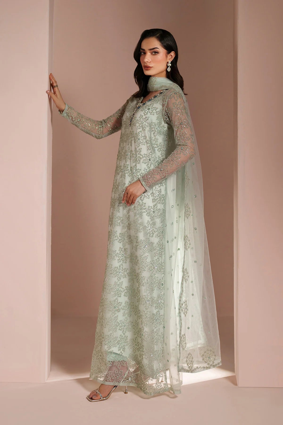 Ice Blue Dress 4 Piece - RTW1033 - Alizeh