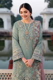 Imrozia Serene I-221 ZAMURD - Graceful Pista Green Embroidered Organza Suit with Soft Pink Khadi Net Dupatta (Unstitched 3-Piece)