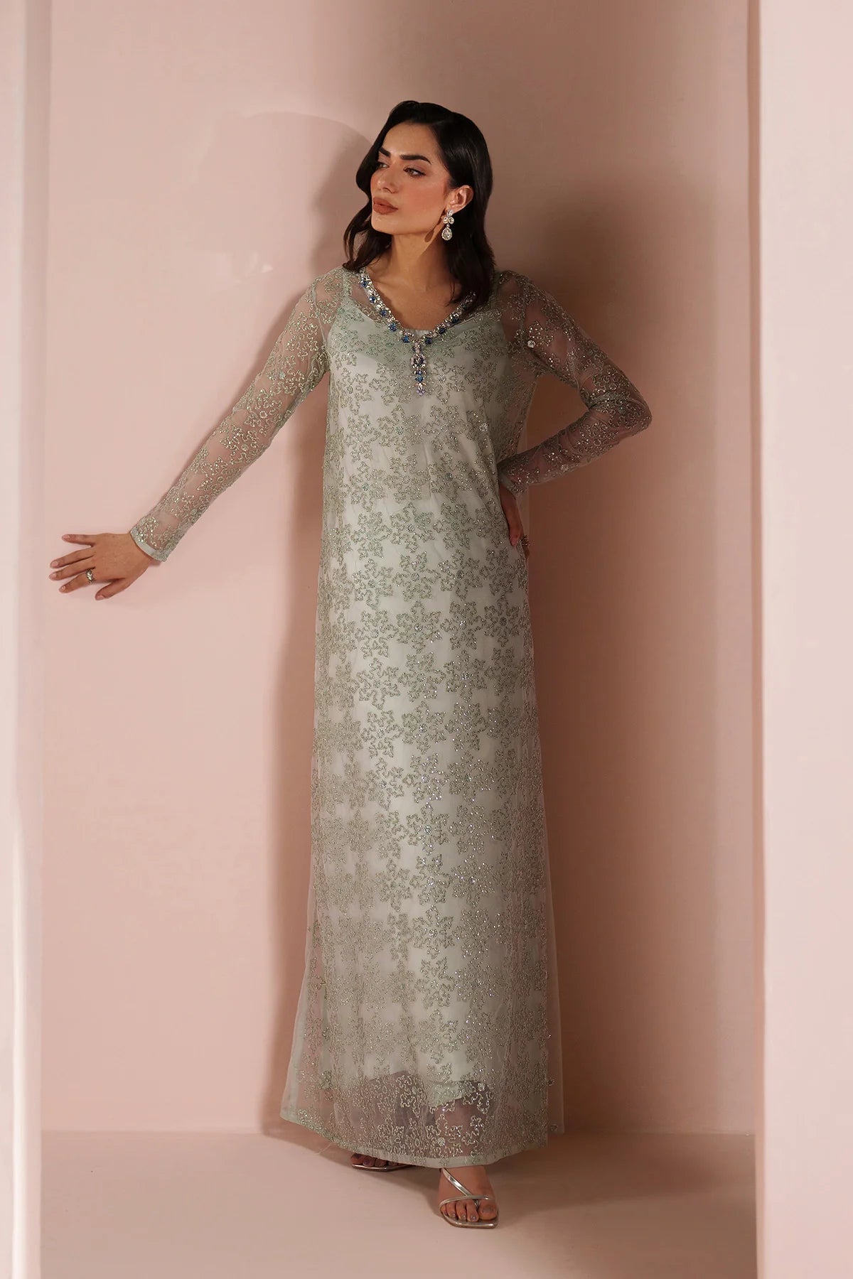 Ice Blue Dress 4 Piece - RTW1033 - Alizeh