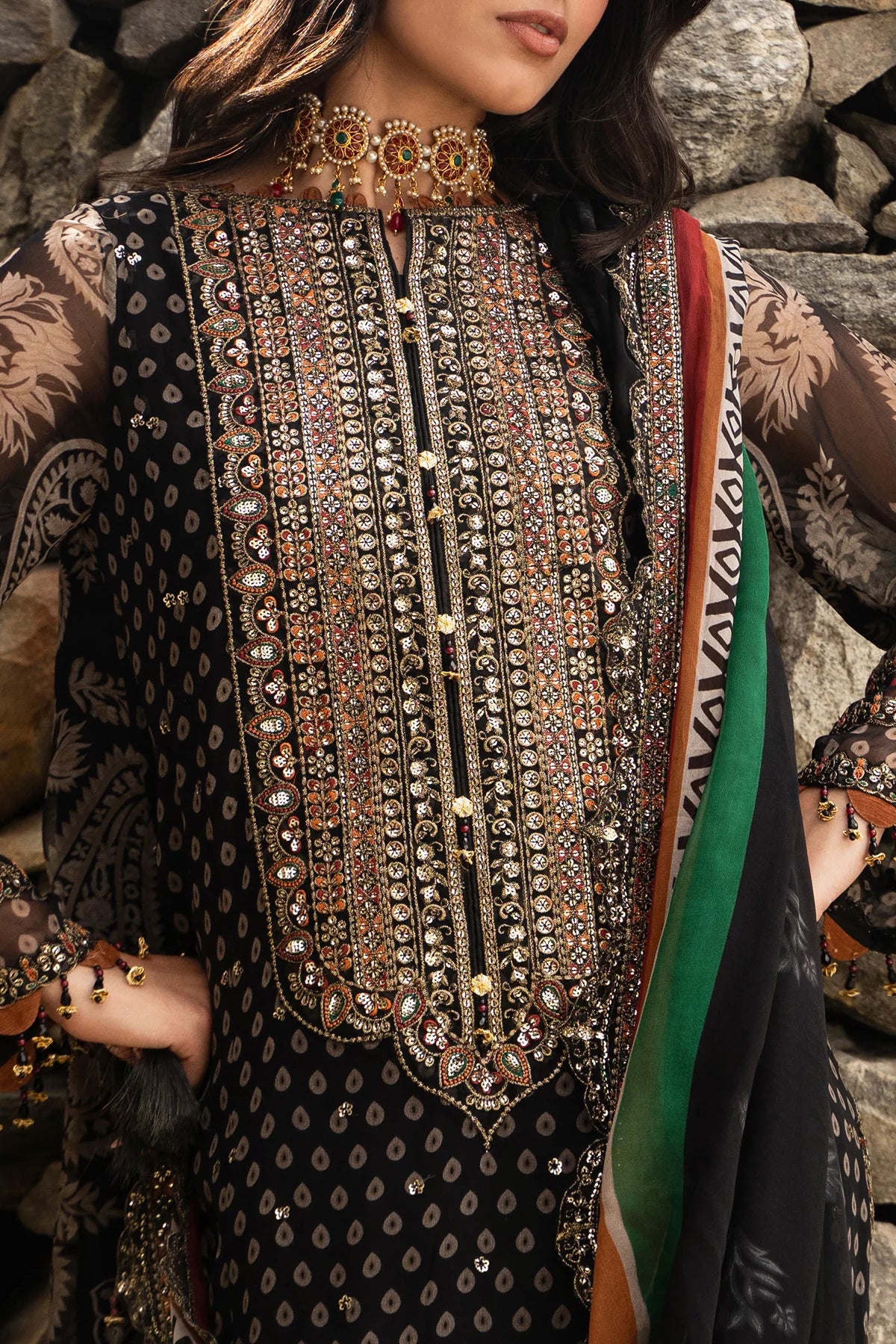 CHARIZMA Unstitched Embroidered Chiffon Collection VSLW6-15