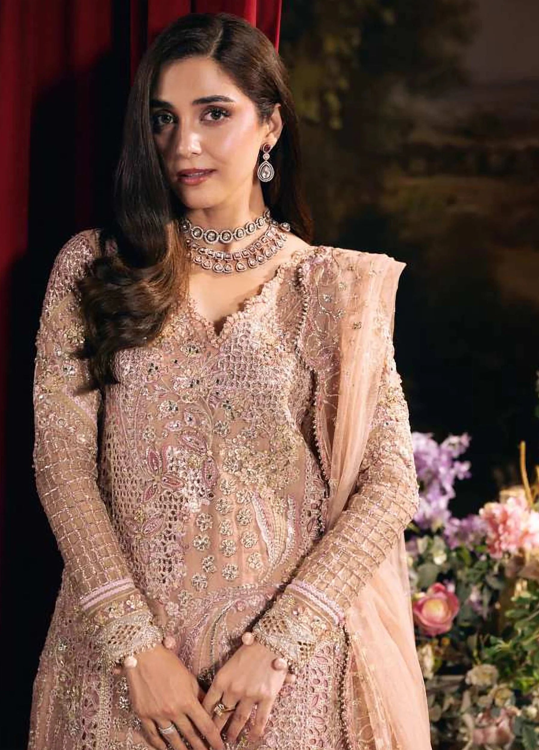 Seranade by Elaf Unstitched Embroidered Organza Suit - Valentina EHM-03