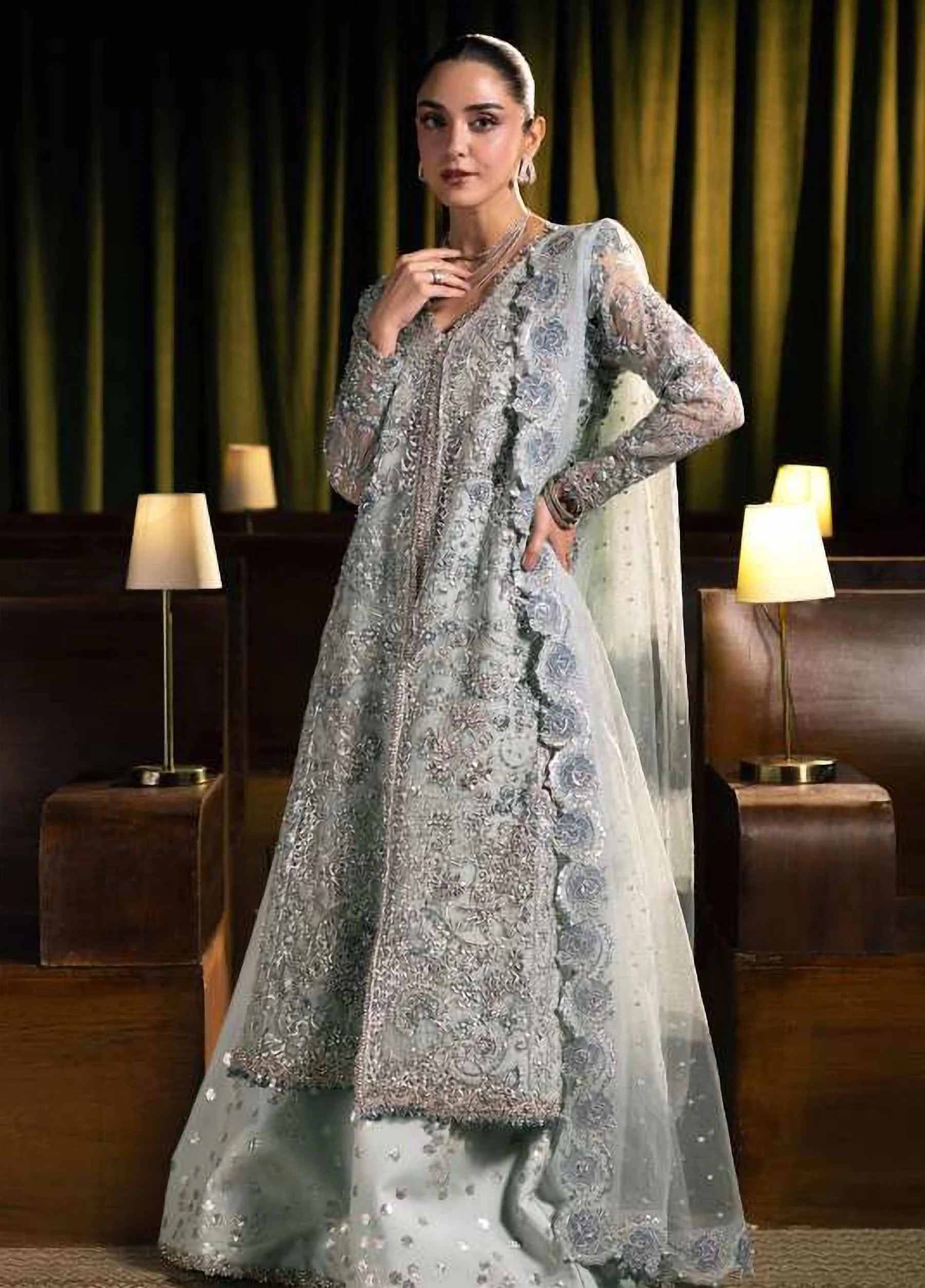 Seranade by Elaf Unstitched Embroidered Organza Suit - Lumière EHM-04