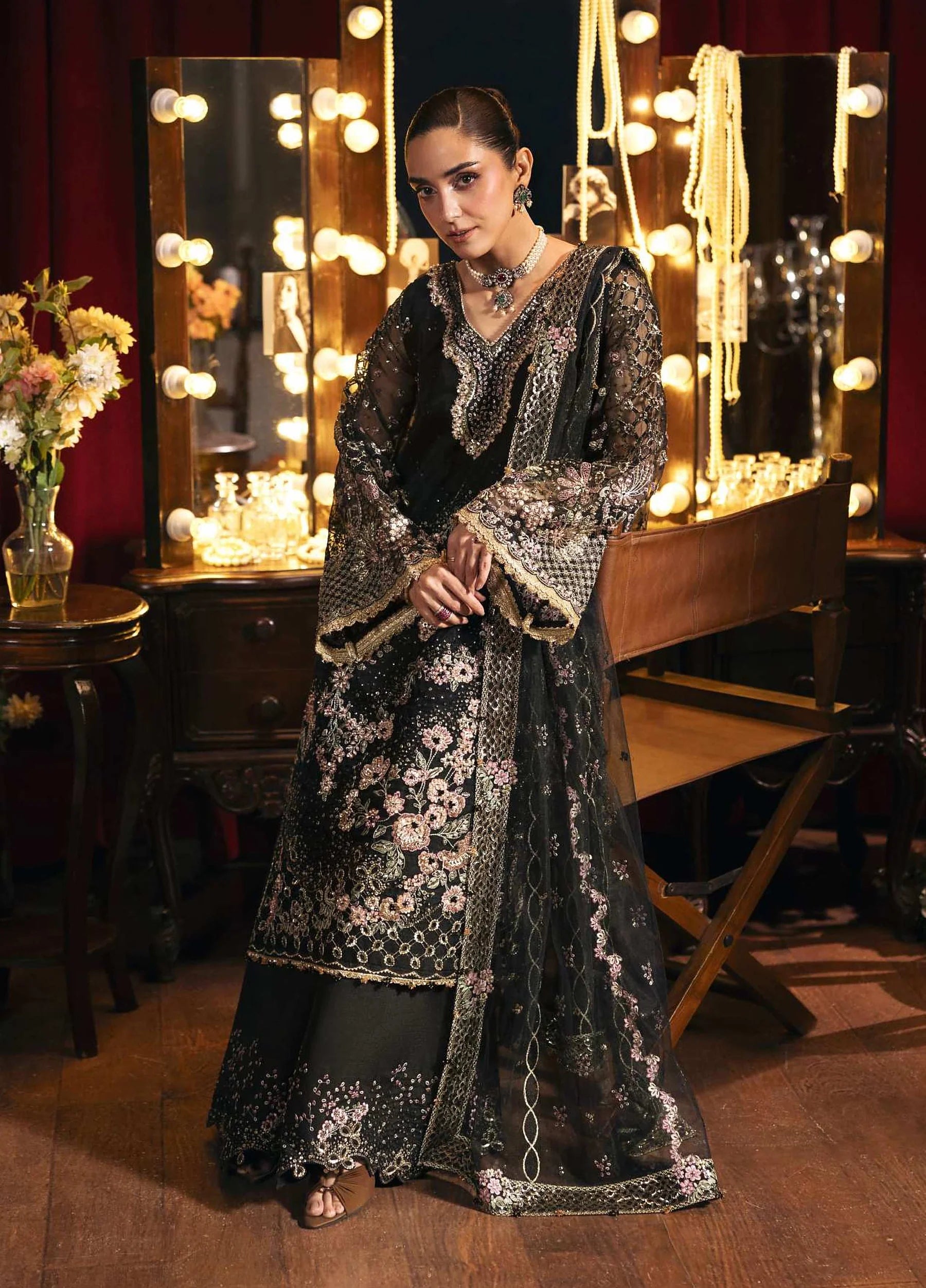Seranade by Elaf Unstitched Embroidered Organza Suit - Masquerade EHM-05
