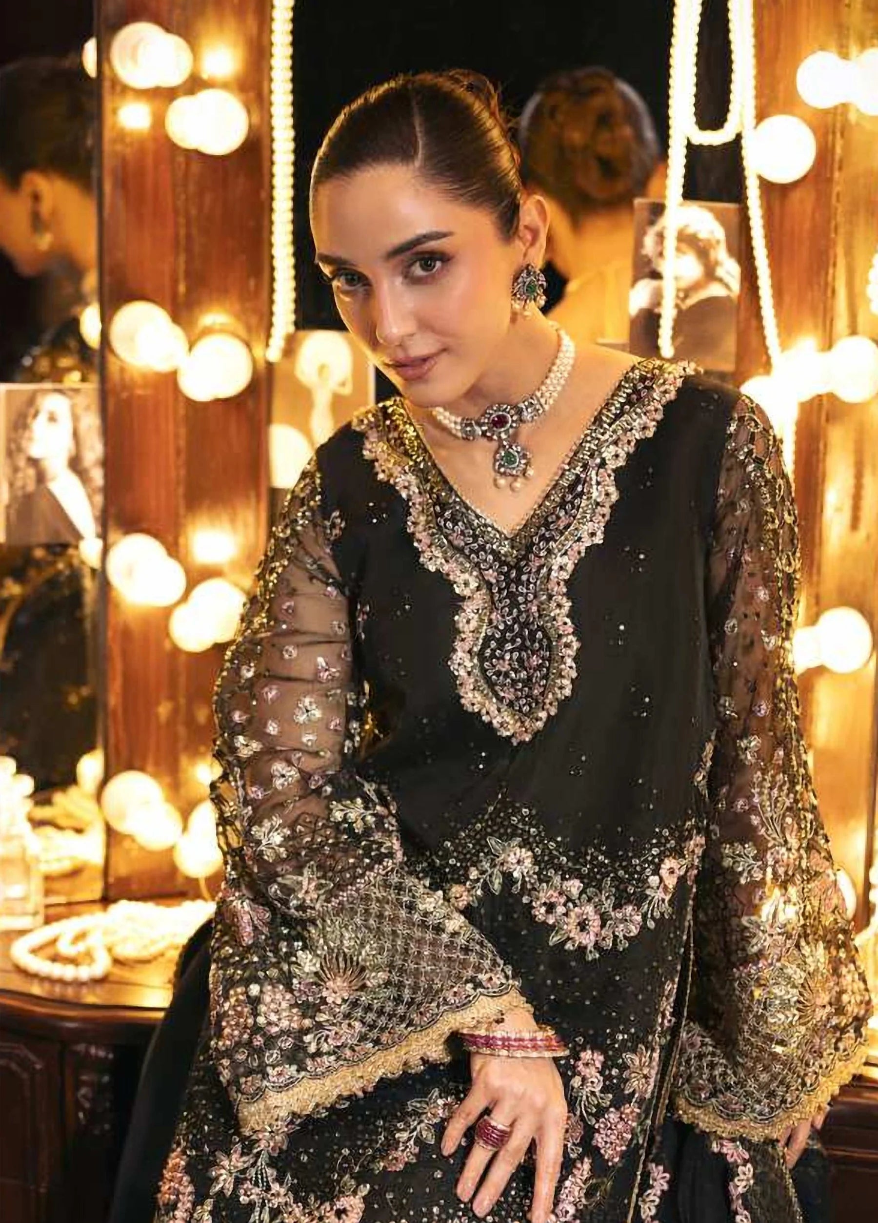 Seranade by Elaf Unstitched Embroidered Organza Suit - Masquerade EHM-05