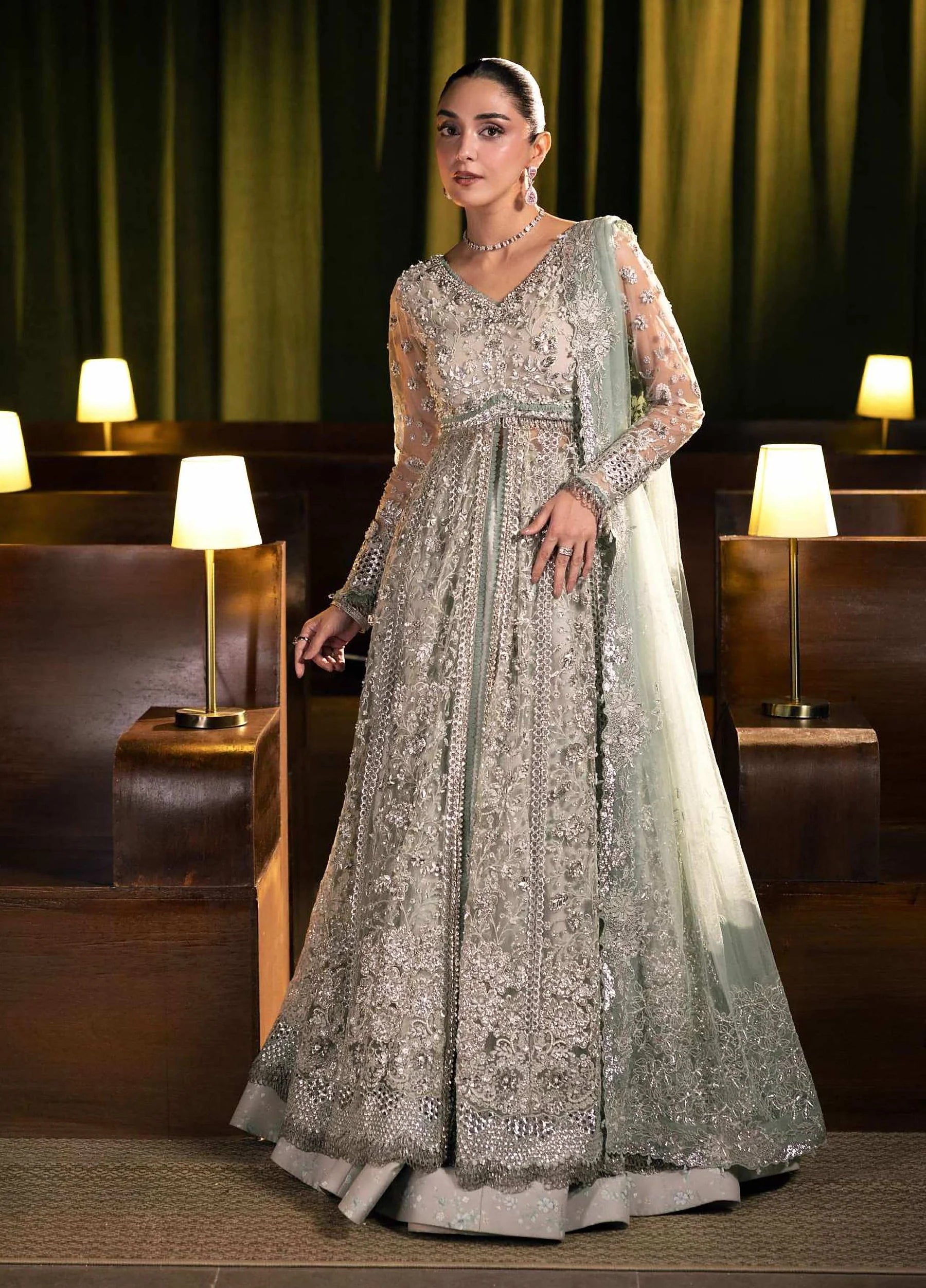 Seranade by Elaf Unstitched Embroidered Organza Suit - Moonveil EHM-06