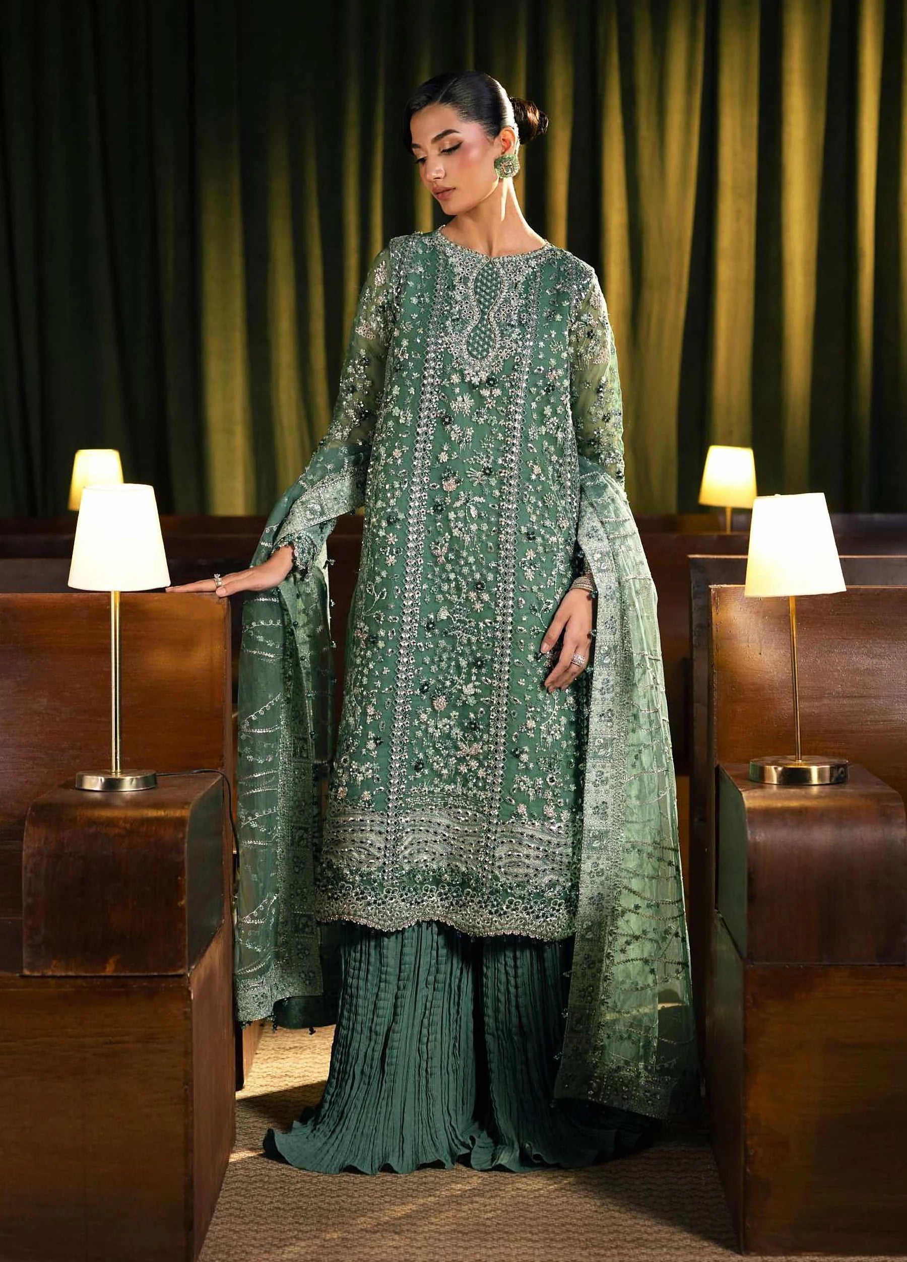 Seranade by Elaf Unstitched Embroidered Organza Suit - Verdella EHM-10