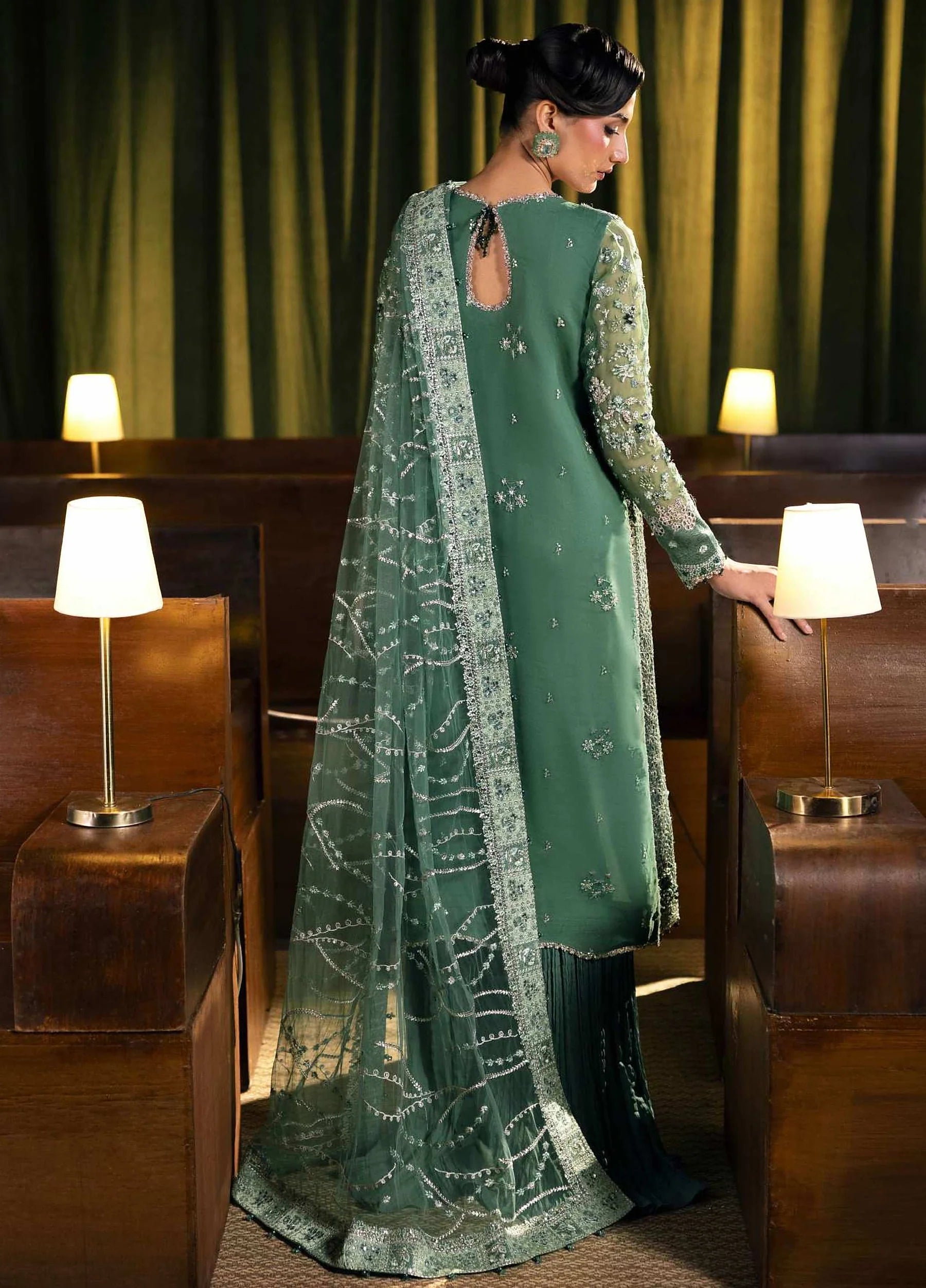 Seranade by Elaf Unstitched Embroidered Organza Suit - Verdella EHM-10