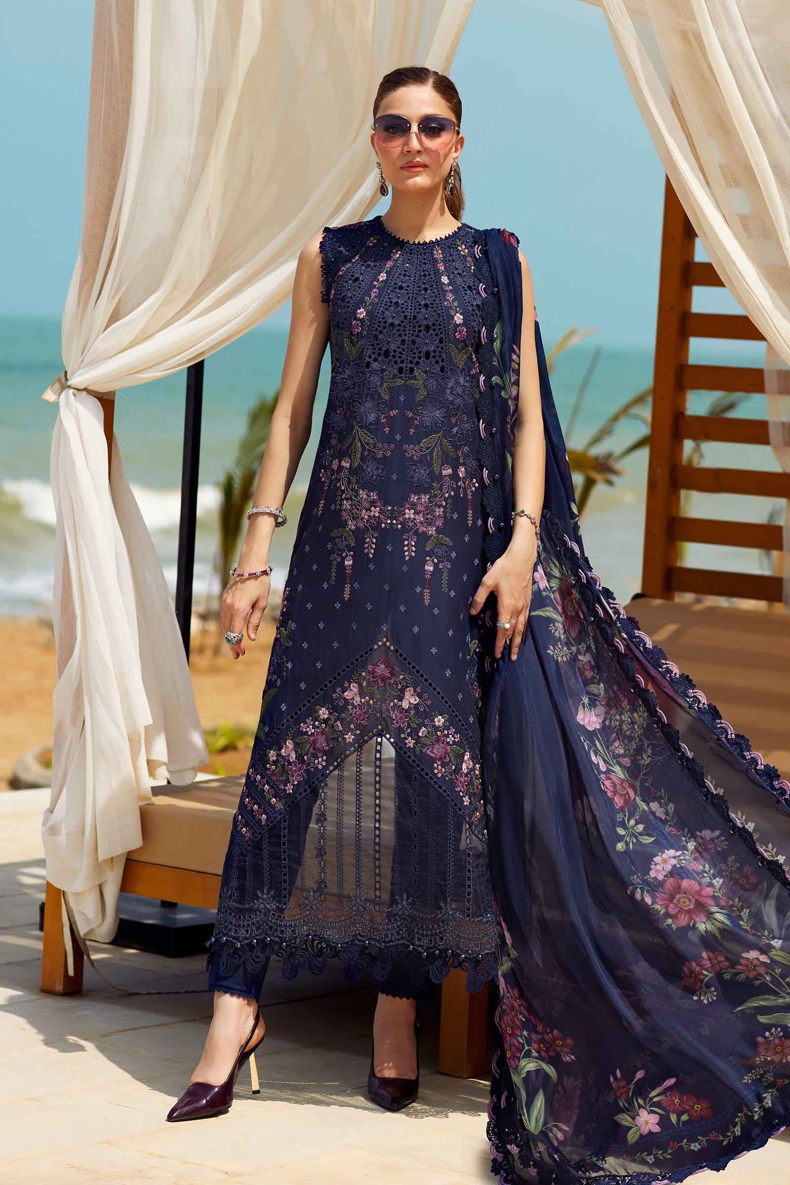 3 Piece Unstitched Embroidered Lawn Suit | EID LAWN-25-10 - MARIA.B