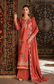 Florent Shades of Winter Embroidered Marina Twill Unstitched 3 Piece FL 2A  Suit Rust Luxury