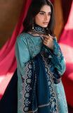 Florent Shades of Winter Embroidered Marina Twill Unstitched 3 Piece FL 2B Suit Blue - Luxury
