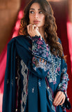 Florent Shades of Winter Embroidered Marina Twill Unstitched 3 Piece Suit  FL-4B  Blue - Luxury