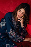 Florent Shades of Winter Embroidered Marina Twill Unstitched 3 Piece Suit  FL-4B  Blue - Luxury