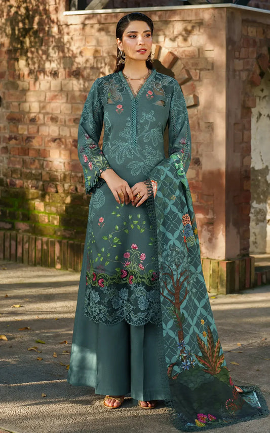 Frosted Petals  3pcs Embroidered Stitched Suit