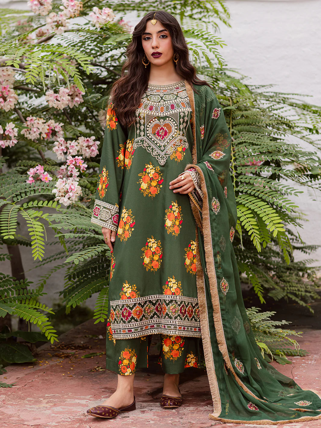 MAHNUR Gulzar Viscose | G-05 | Printed Viscose Suit with Elegant Embroidery and Chiffon Dupatta