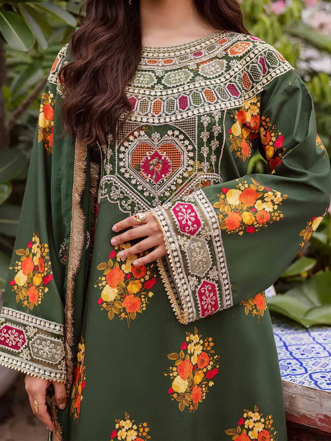 MAHNUR Gulzar Viscose | G-05 | Printed Viscose Suit with Elegant Embroidery and Chiffon Dupatta