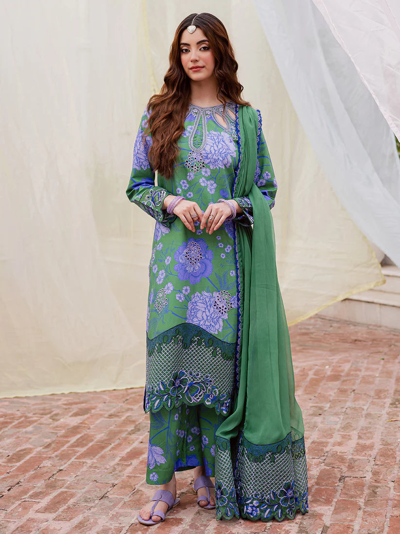 MAHNUR Gulzar Viscose | G-06 | Embroidered 3-Piece Unstitched Viscose Suit with Chiffon Dupatta