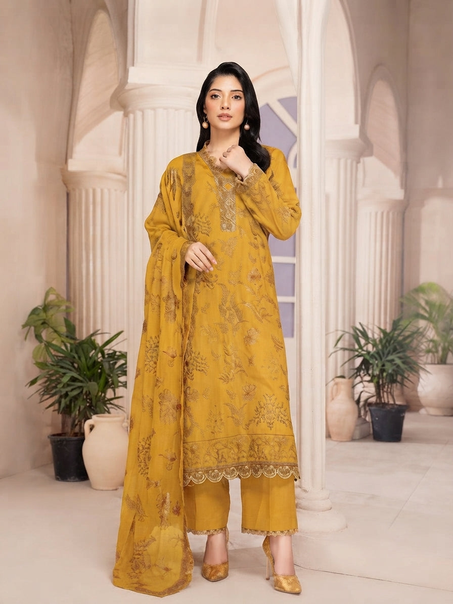 AYAT by Bin Rashid | Luxurious Karandi Embroidered 3-Piece Suit (Design 08)