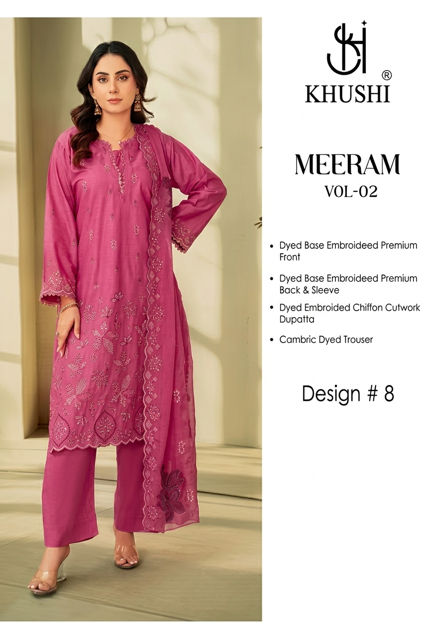 Khushi Meeram Luxury Embroidered Lawn Suit Vol-2 – Design # 8