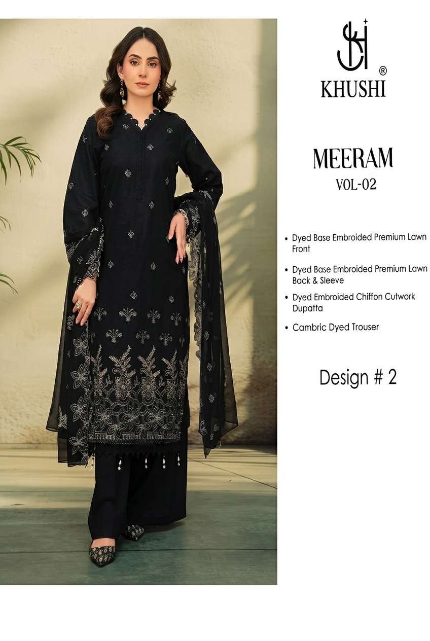 Khushi Meeram Luxury Embroidered Lawn Suit Vol-2 – Design # 2