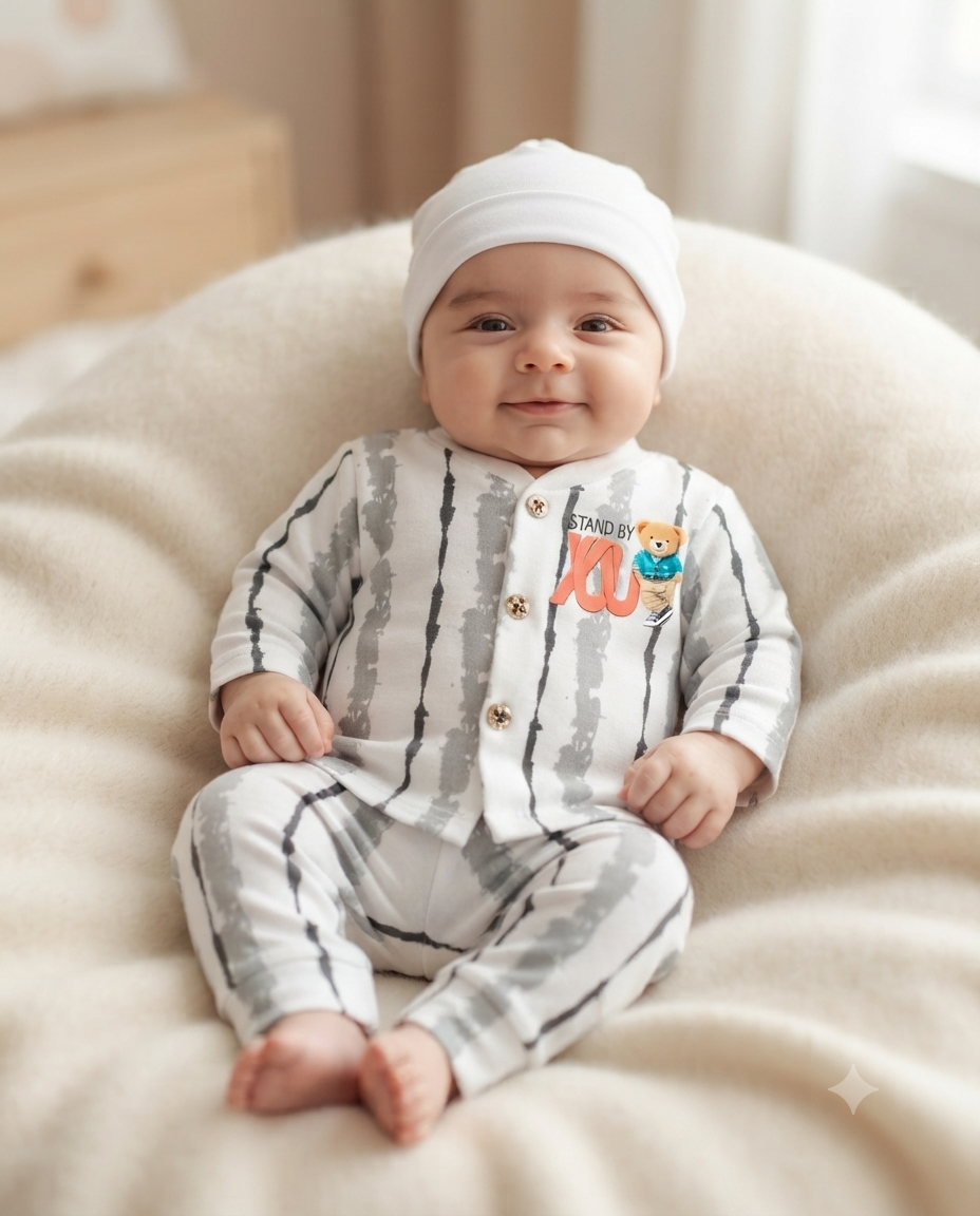 Adorable Newborn Soft Knit 3-Piece Outfit (N#07)