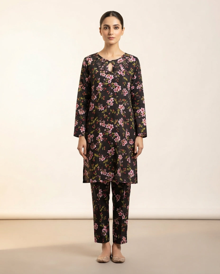 Premium Women's 2 Piece Linen Stitched Suit Free Size - L#56