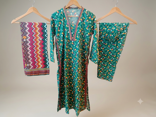 Digital Printed Ready To Wear 3PC Lawn Airline Long Shirt | AL-06