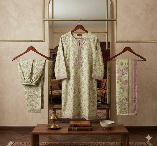 Bin Saeed Stitched 3 Piece Lawn Suit 31 – Comfortable & Stylish Daily Wear for Women