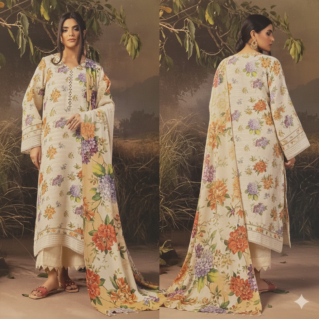 NEELAM: Self Jacquard Printed - NL-02 (Garden Bloom)