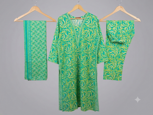 Digital Printed Ready To Wear 3PC Lawn Airline Long Shirt | AL-12
