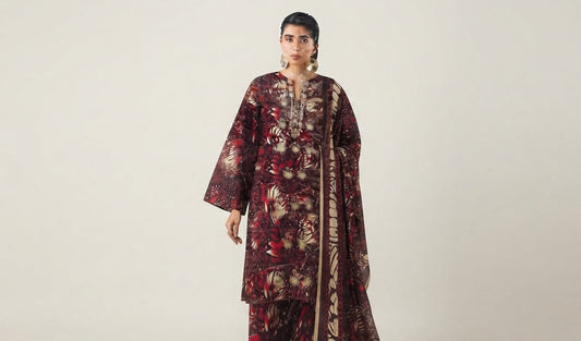 3 Piece Embroidered Linen Suit | L#23