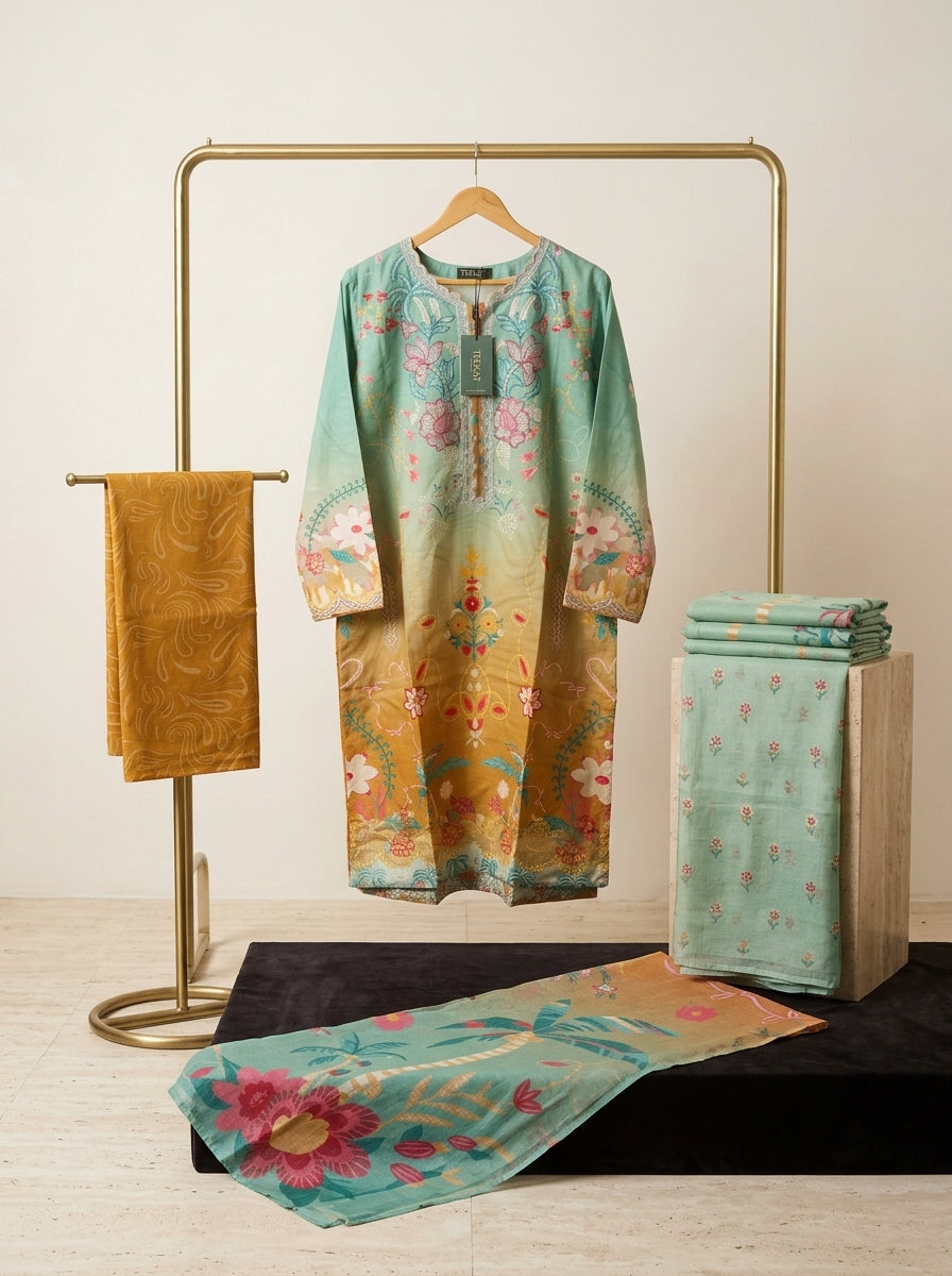 Zeenat Embroided Qutrai Stitch Luxury Pret 3Pcs | Z-23
