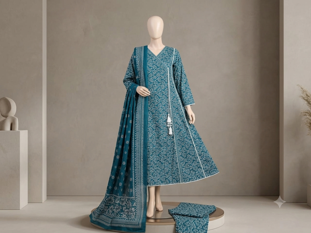 Muznah Printed Lawn Frock Premium Wear | F-19