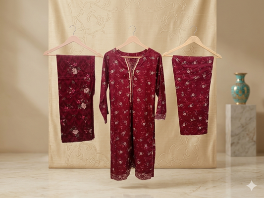 Bin Saeed Stitched 3 Piece Lawn Suit 12 – Comfortable & Stylish Daily Wear for Women